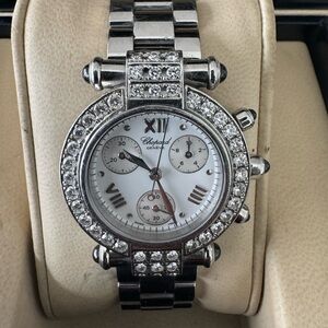 Chopard Silver Women's Watch with Diamonds & Sapphire